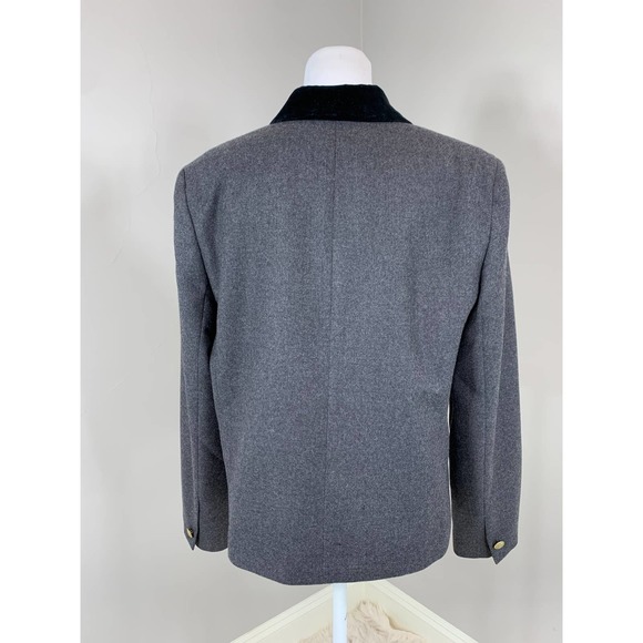 Vintage 90s Gray Wool Black Velvet Military Blazer SteamPunk Goth Fall Winter - Picture 5 of 10